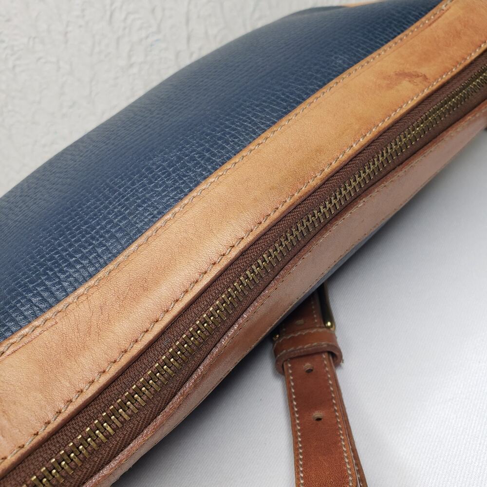 Vintage COACH Italy Blue Tan Pebbled Leather Crossbody Purse Shoulder Bag - Picture 11 of 16